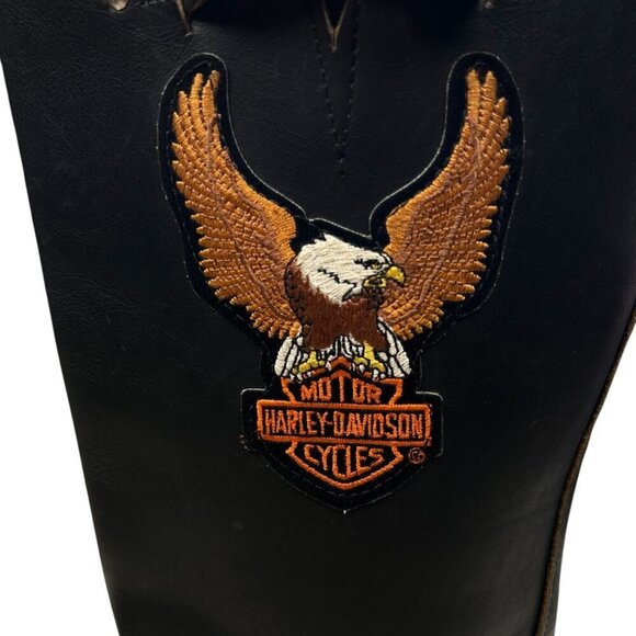 VTG Harley Davidson Eagle Engineer Motorcycle Boots Leather Black 12 Men Moto Gr main image 10